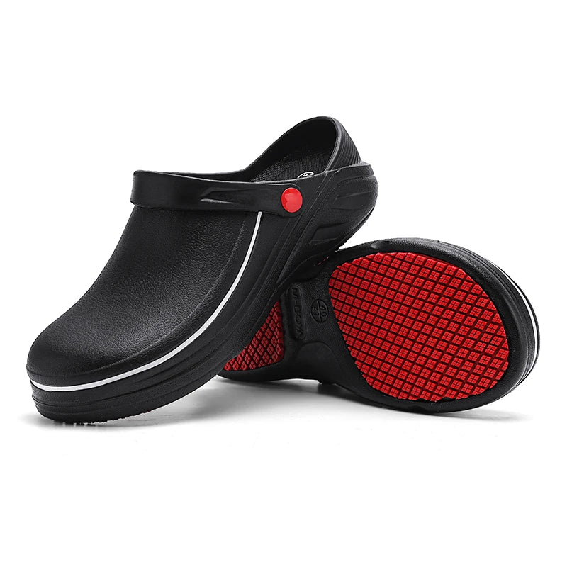 Men's Non-Slip, Waterproof, Oil-Proof Chef's Shoes, Soft-Soled, Lightweight, Wear-Resistant Work Shoes, Kitchen Shoes, Hotel Kitchen Toe-Toe Slippers