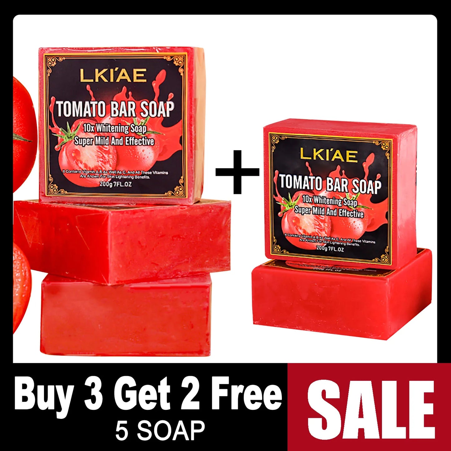LKIAE Ultra Lightening Tomato Soap Bar, Anti Dark, Black Spots, Acne, Even Skin Tone, Vegan Bath Soap For All Skin Type, 200g