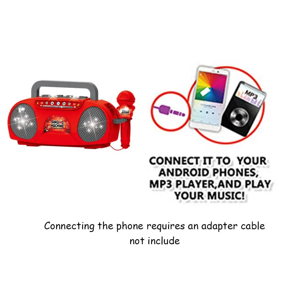 Kids Karaoke Machine Microphone Music Instrument Toy with Light for Indoor & Outdoor Travel Educational Gift for Girls & Boys