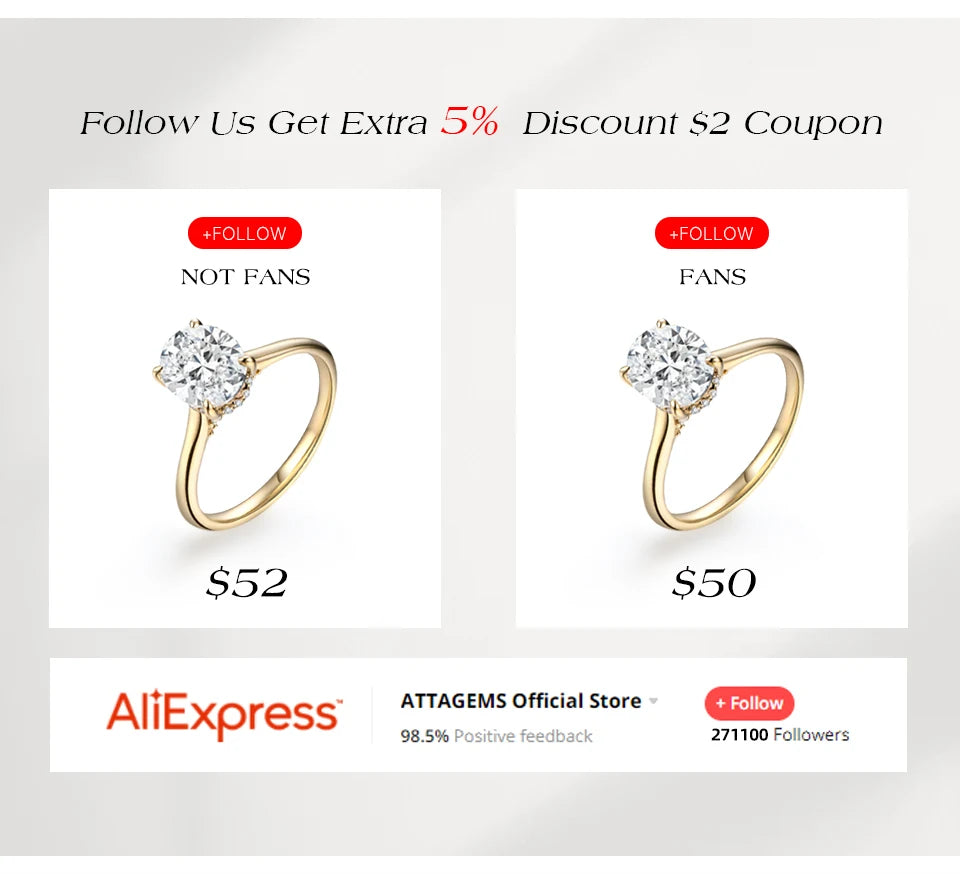 ATTAGEMS Classic Moissanite Wedding Ring Four Claws Original s925 Sterling Silver Jewelry for Women Engagement Band High Quality
