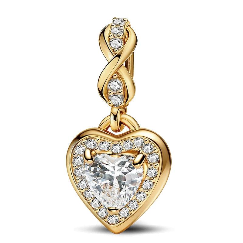 Shecharms 925 Sterling Silver Love Heart Firefly Golden Series Charms Fit DIY Making Bracelet Necklace High Quality Fine Jewelry