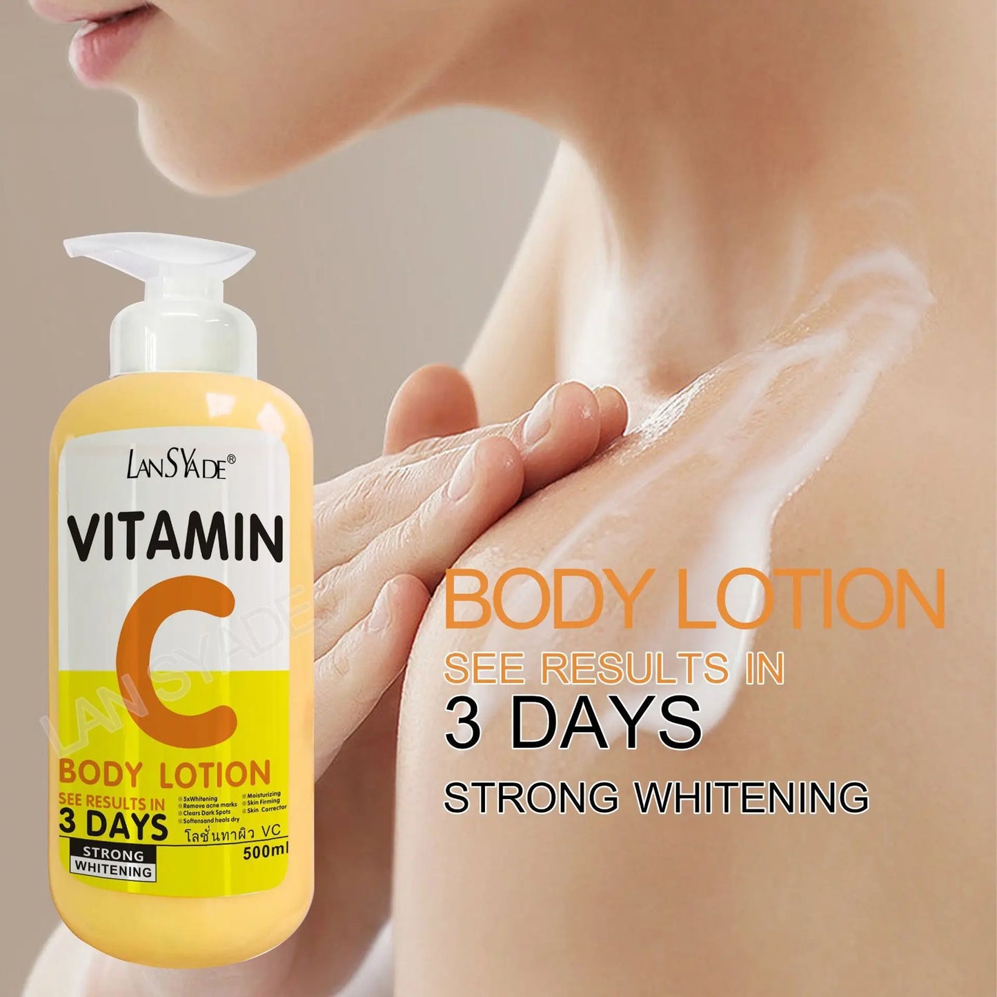 500ml Whitening Body Cream Hydroxy Acids Vitamin C&E Moisturizing Lightening Body Lotion Skin Care Remove Acne Marks
