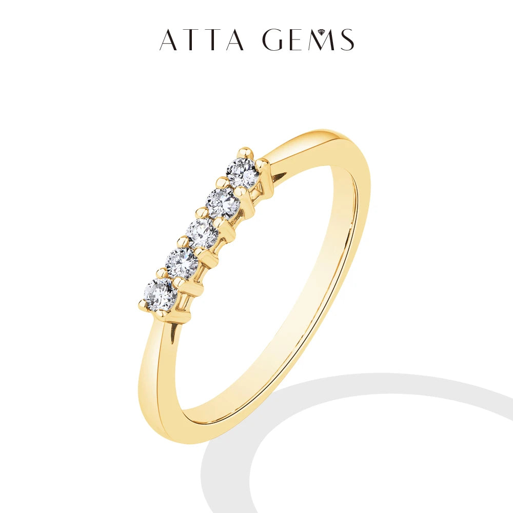 ATTAGEMS 925 Sterling Silver Moissanite Rings DVVS1 Round Cut 2.0mm Stackble 18K Gold Plated Wdeding Ring for Women Fine Jewelry