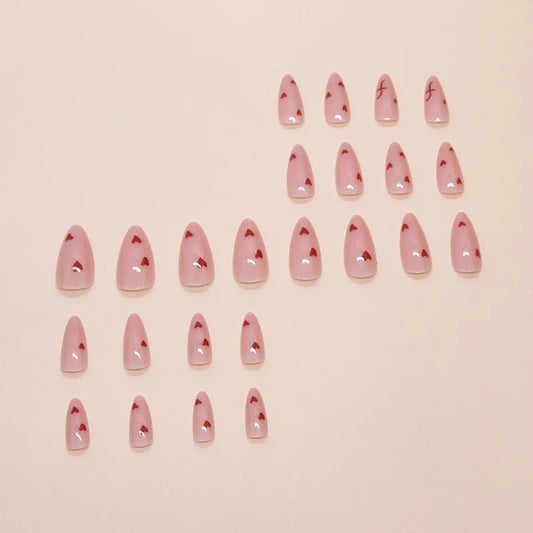 Sweet Sweetheart 24 Pcs Press on Nails Pink Gradient Fake Nails Glossy Artificial Finger Manicure Reusable False Nails for Women