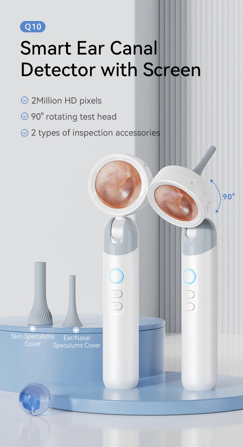 1.38'' Ear Camera Wit IPS Display and 1080P Camera Ear Check Portable Inspector for Ear Mouth Pet With 12tips Replaceable Tools