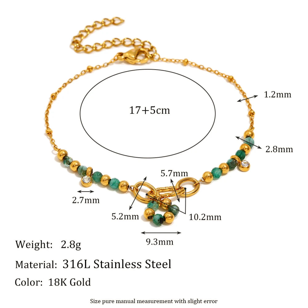 E.B.belle Stainless Steel Exaggerated OT Buckle Round Eye Pendant Bracelet 18K Gold Plated Women Girls Statement Jewelry