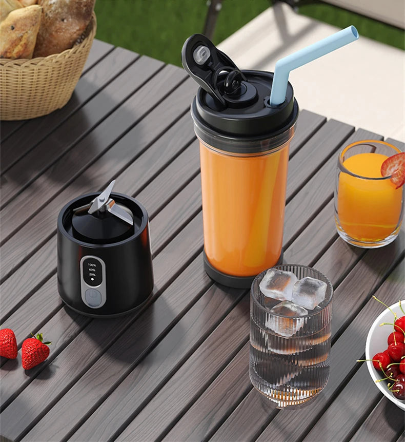 New 180W Portable Juicer Dual-use Juice Cup USB 4000mAh Battery Outdoor Fresh Fruit Blender 4 Blade Smoothie Juices Cup Blender