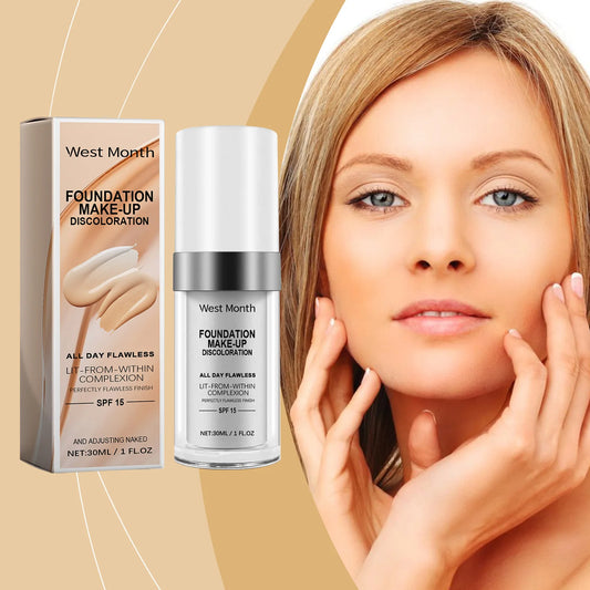 West Month Color Changing Face Foundation Matte Finish Moisturizing High Coverage Makeup Base Long-Lasting Waterproof Foundation