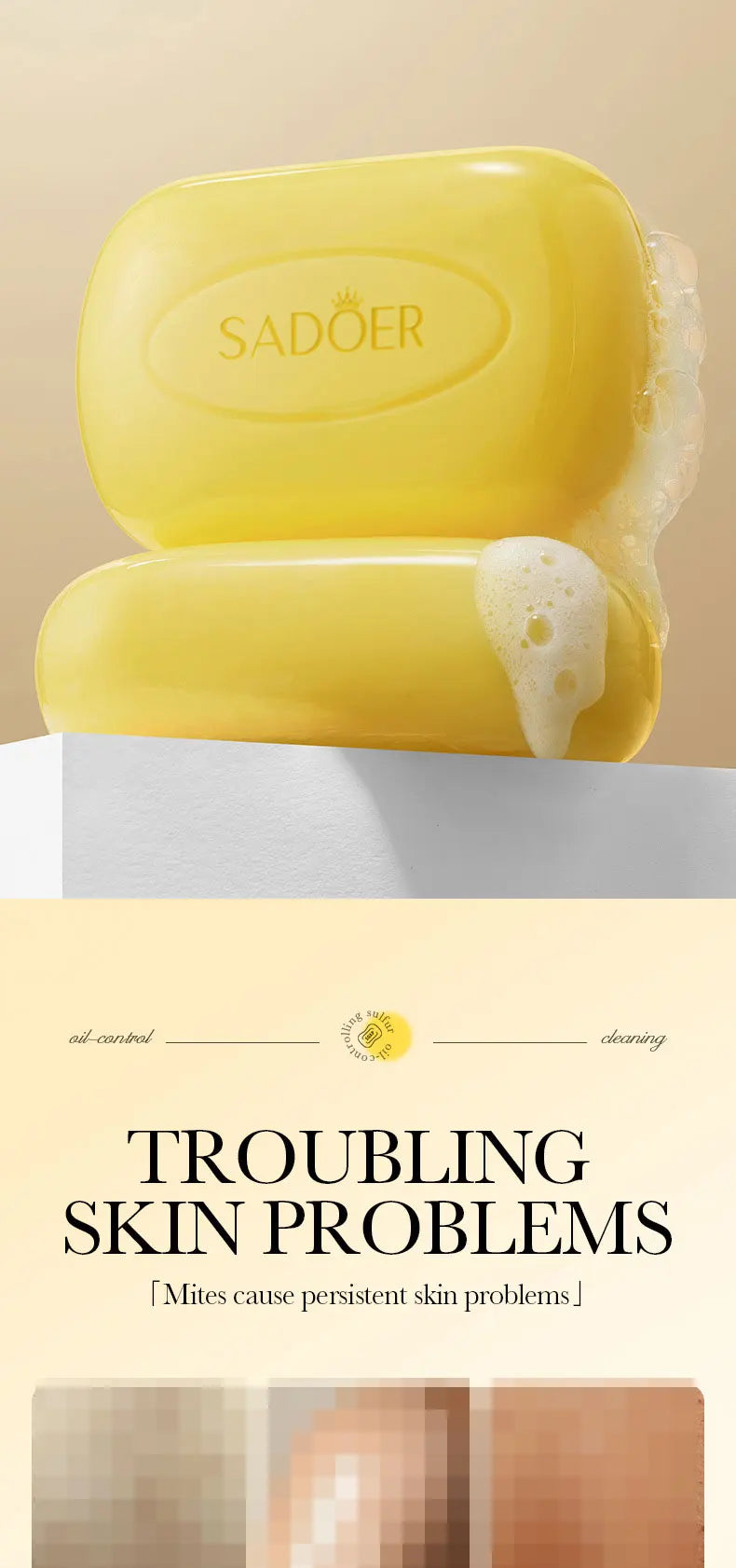 1Box Sulfur Anti Mite Soap Cleansing The Body Handmade Soap Turmeric Acid Kojico Foam Moisturize Control Oil and Prevent Dry