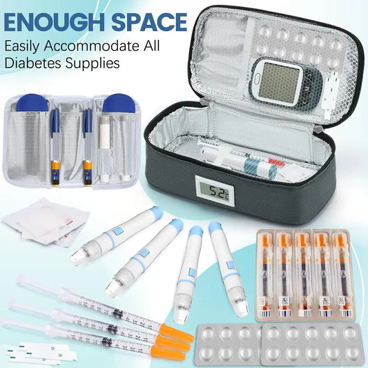 Insulin Refrigeration Small Refrigerator Convenient Medicine Refrigerator With 2 Ice Packs LED Temperature Display OutdoorTravel