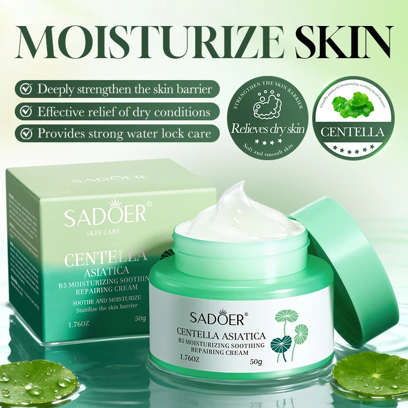 SADOER Centella Asiatica B5 Face Cream Moisturizing Soothing Repairing Cream for Skin Barrier Calm Irritated Non-Tight Skin Care