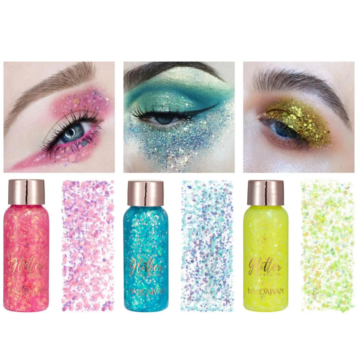 9 Shade Glitter Gel Long Wear High Pigment Sequins For Hair Eyes Face Body Nail Party Festival Makeup Art