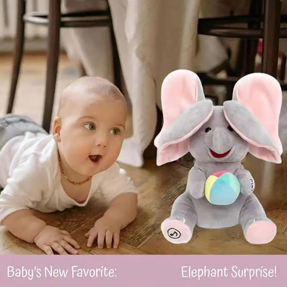Hide-And-Seek Elephant Plush Toy Baby Interactive Singing Musical Toy For Soothing Children Head Up Training Toys Children Gift