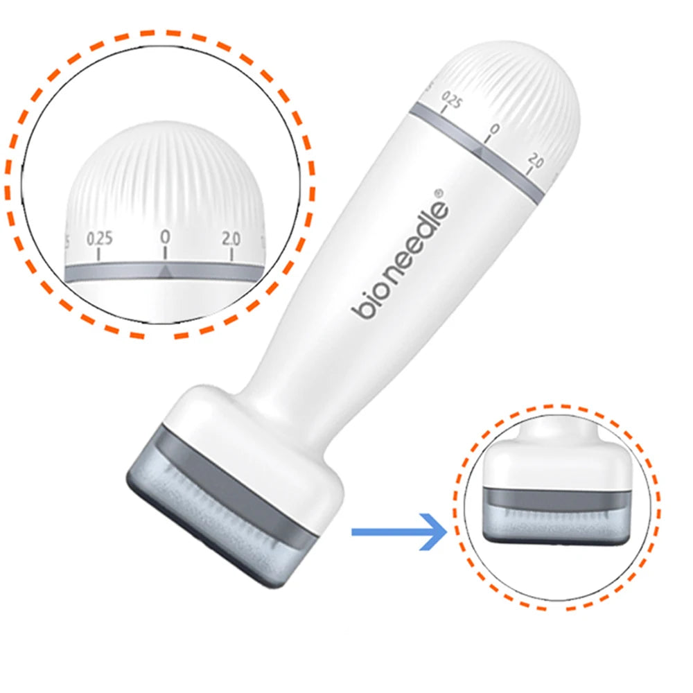 Bioneedle Derma Stamp - 120 Needles, Professional Microneedling Stamp 0-2mm Adjustable Needles for Women & Men Anti-Aging