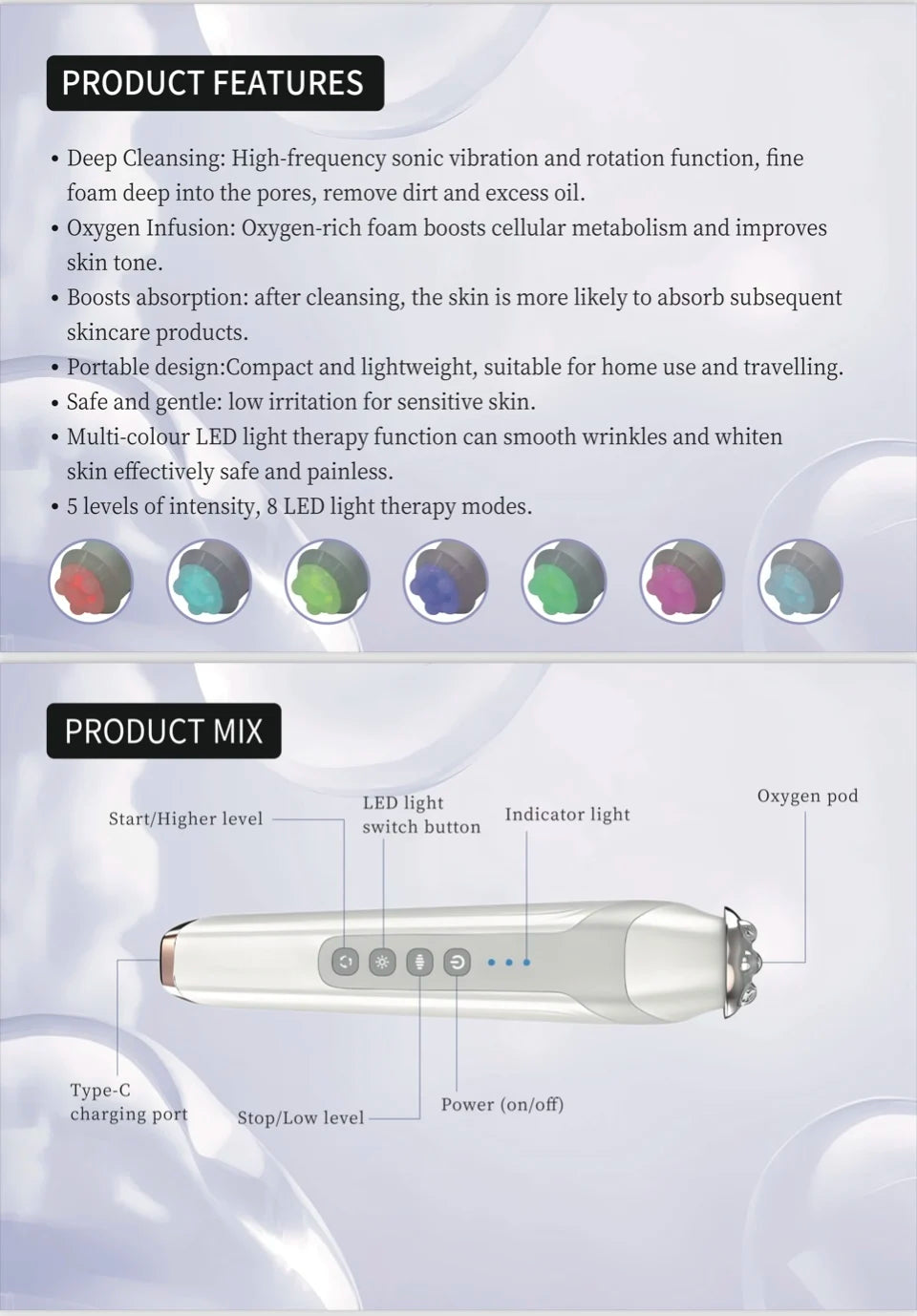Oxygen Bubble Pen CO2 Oxygen Portable Facial Machine CO2 Gel Facial Skin Care Device Facial SPA CO2 Bubble Oxygen Beauty Machine