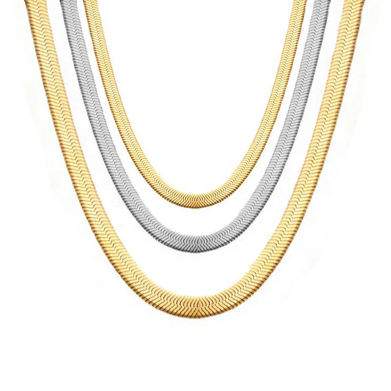 Blade Snake Chain Stainless Steel Necklaces Unisex Men Choker Width 2/4/5mm Herringbone Necklace For Women Jewelry Party Gifts