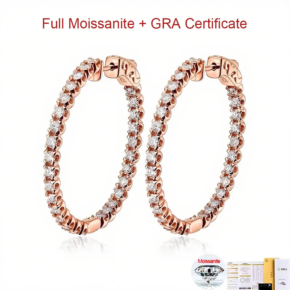 COSYA 1.8mm Full Moissanite Hoop Earrings For Women 100% S925 Silver 18K Gold Lab Diamond Earrings Wedding Fine Jewelry Gift