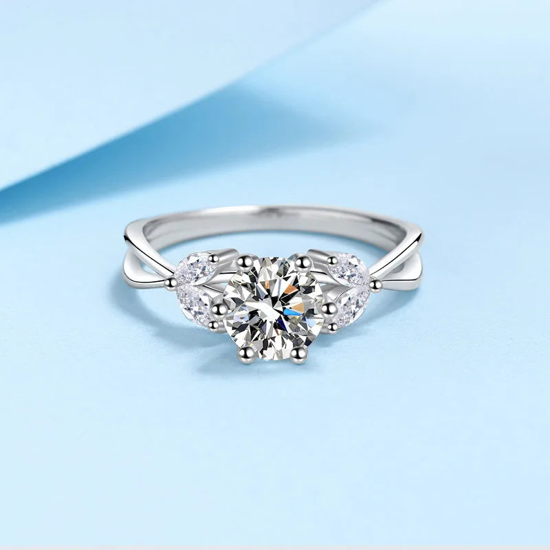 6.5MM 1CT D Color Moissanite Ring S925 Sterling Silver super Sparkling Ring Woman Man Daily Wear Engagement Wedding Rings Gift