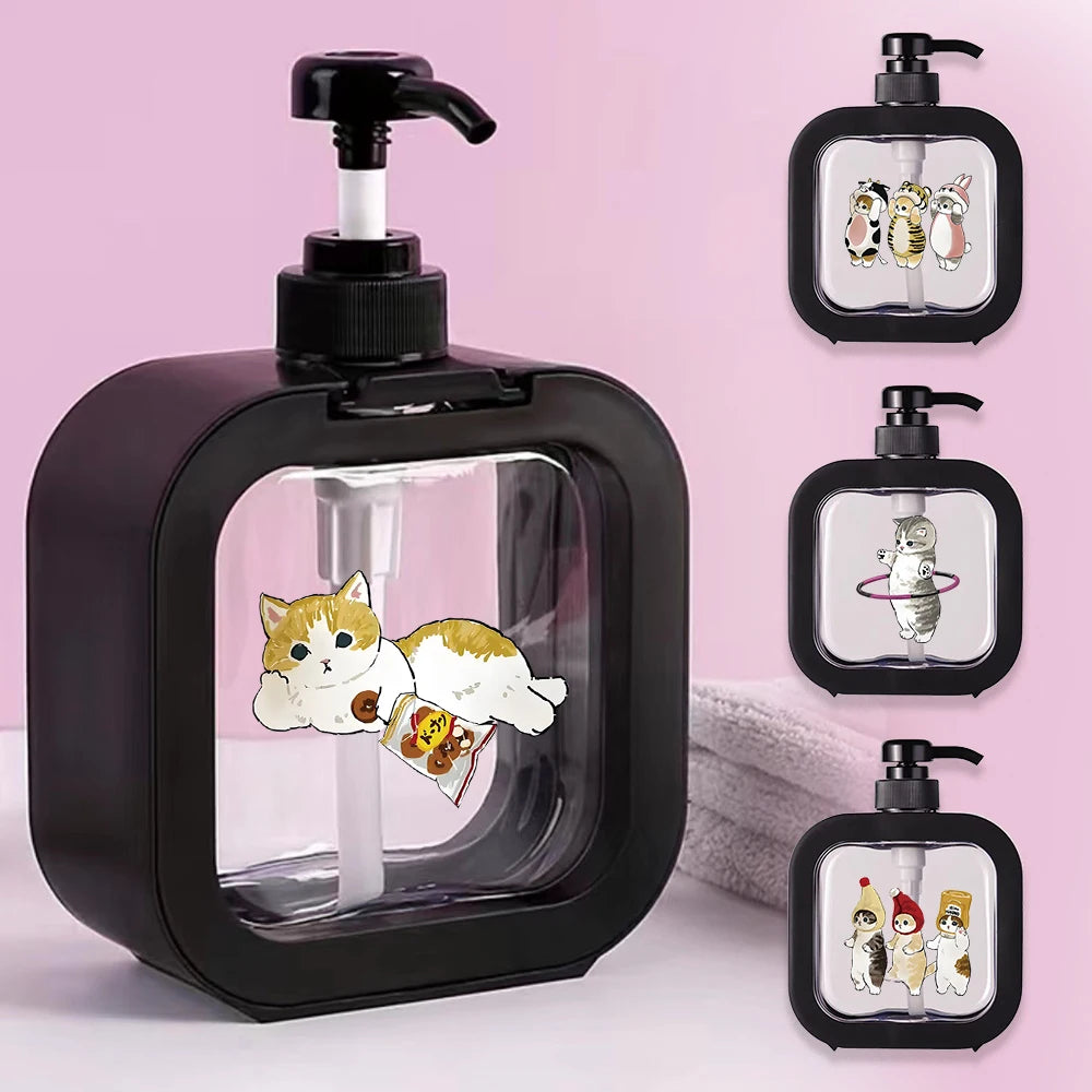 Detachable Hand Sanitizer Container Large Capacity Pump Lotion Bottle Soap Dispenser Home Travel Organizer Cat Pattern