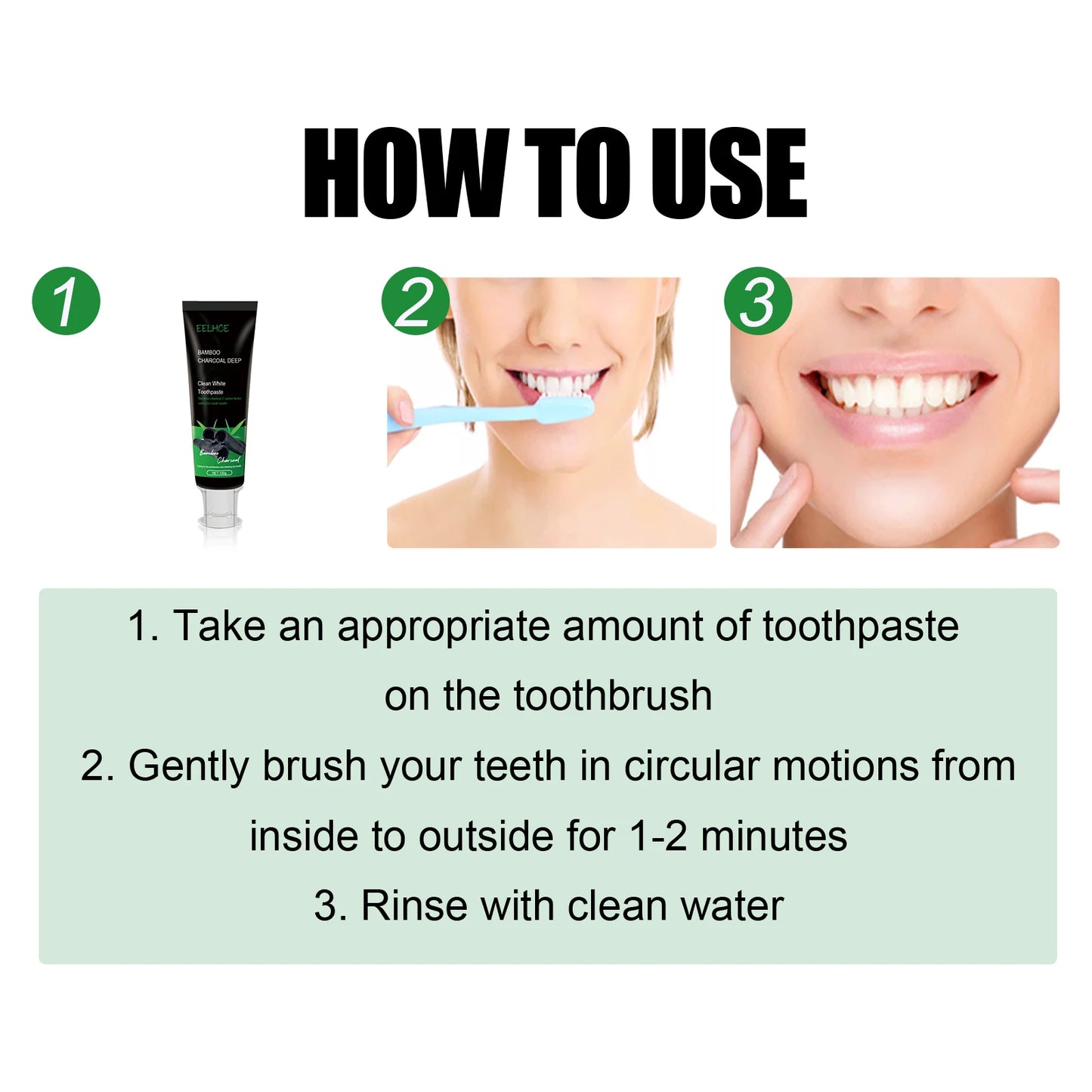 Clean White Toothpaste Effectively Remove Dental Plaque Eliminate Oral Odors Caring for Dental Health Bamboo Charcoal Toothpaste