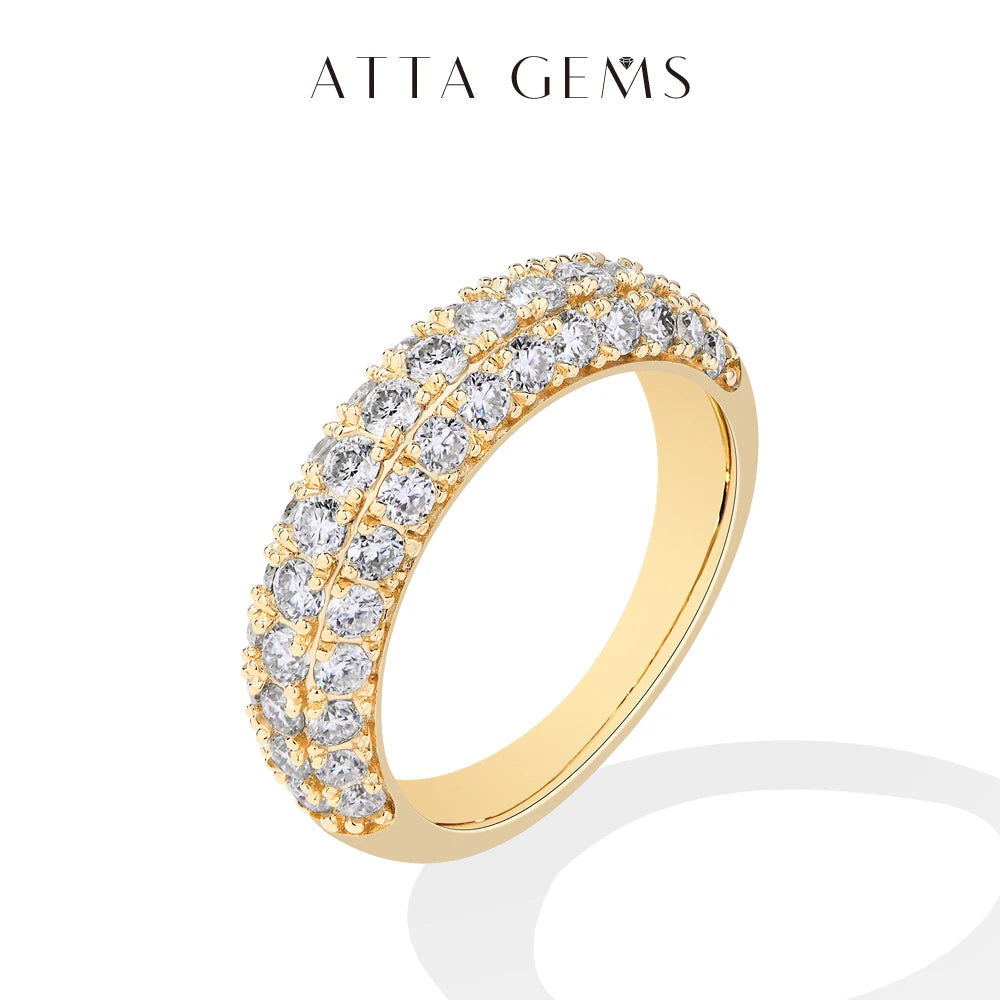 ATTAGEMS Full Lab Moissanite Diamond Rings for Women Half Wedding Band Sparkling S925 Silver Engagement Bride Fine Jewelry Gifts