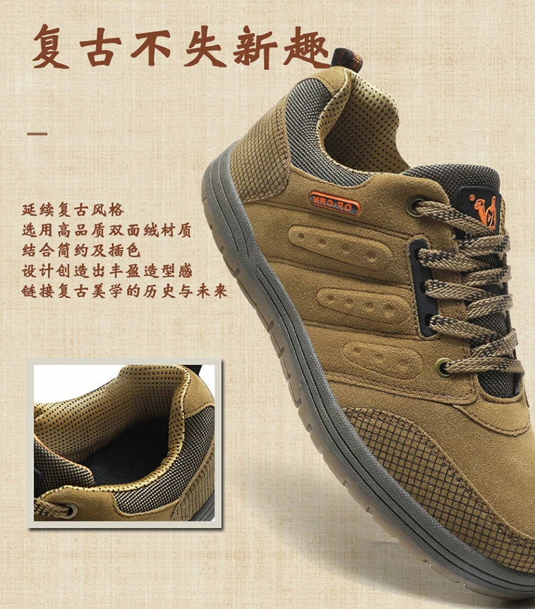 Male Jeans Footwear Winter Men Outdoor Casual Flat Shoes Classic Style Hiking Shoes Wear Resisting Anti-Skid Walking Middle Aged