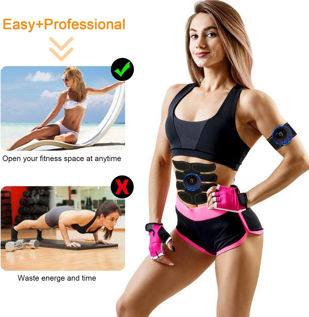 1pcs EMS Abdominal Muscle Stimulator Fitness ABS Arm Training Patches Muscle Exercise Instrument USB Charging ﻿