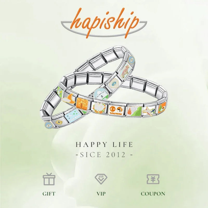 Hapiship 2025 Wholesale Romantic Flower Italian Charm Fit 9mm Stainless Steel Bracelet Drop Shipping Women Jewelry DJ1472