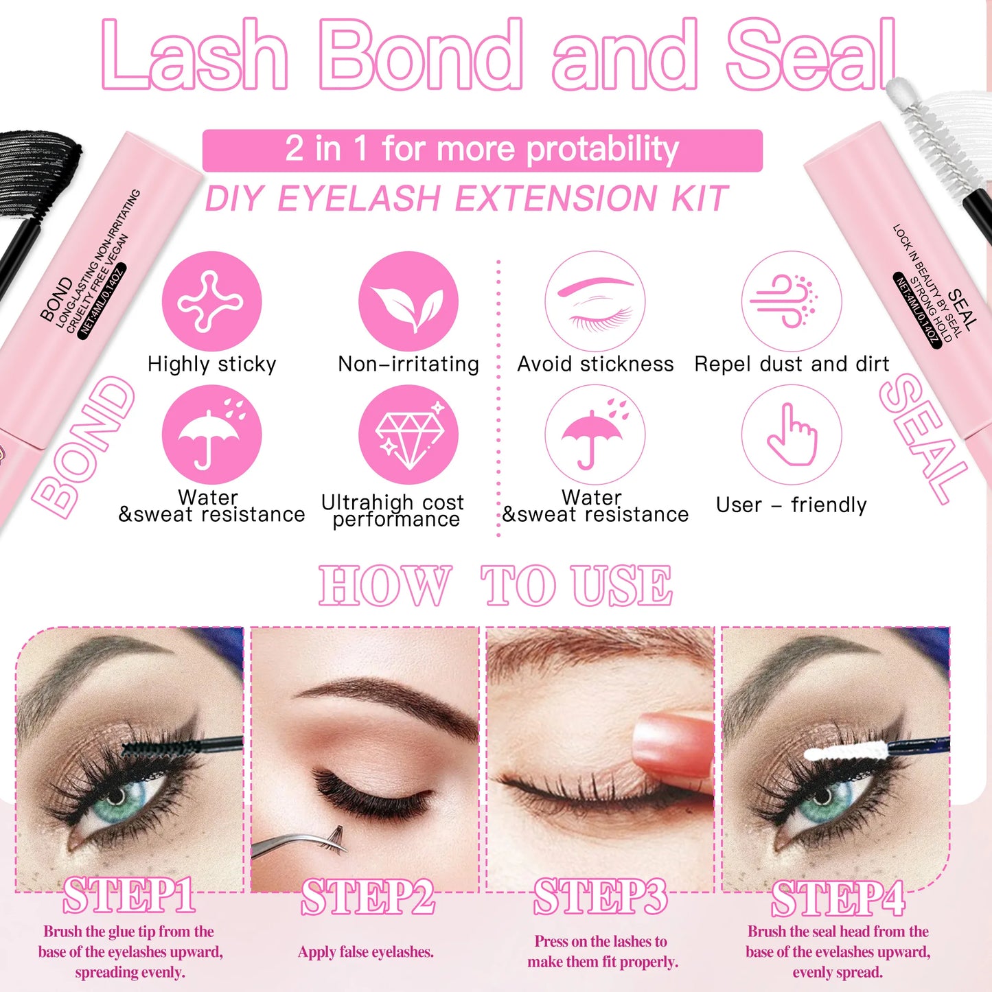 320pcs DIY Lash Extension Super Volume Cluster Count Lash Clusters Individual with Bond and Seal & Remover  Tweezers Makeup Tool