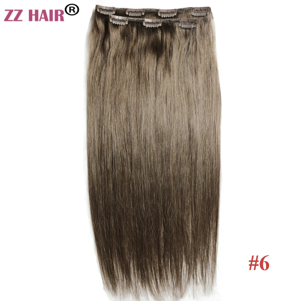 ZZHAIR 100% Human Remy Hair Extensions 2pcs Set 16"-28" 100g-200g  Clips-in Two Pieces Natural Straight 1x20cm 1x15cm