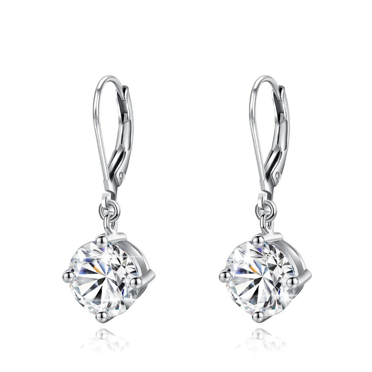 Redwood Brand Total Is 2.4ct 7mm Round Cut Moissanite Drop Earrings With Certificate Wedding Partry Jewelry For Women Trend Gift