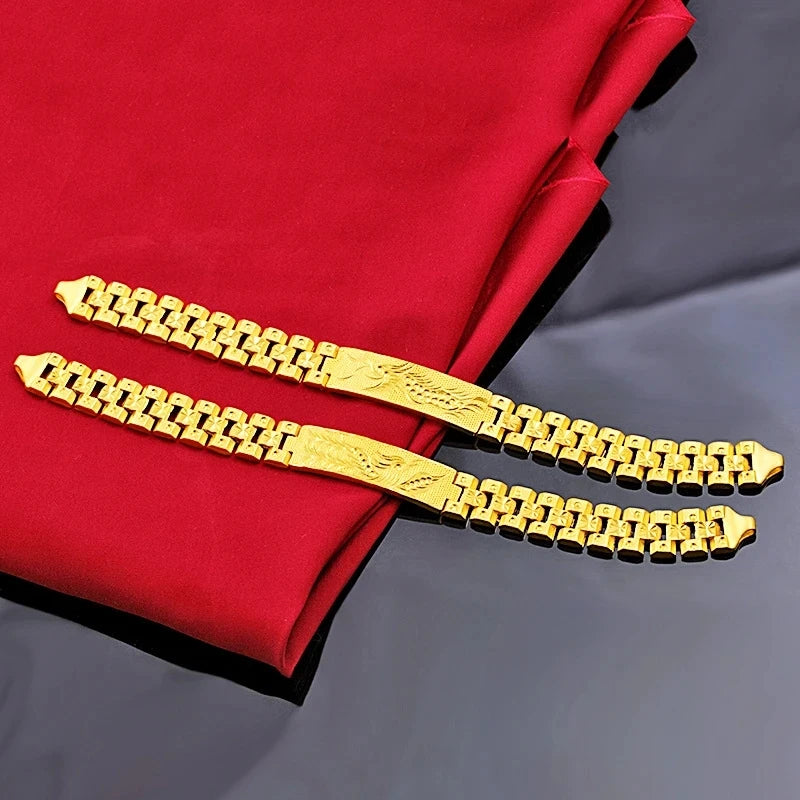 18 K Gold Color Widened Watch Chain Bracelet for Men Dad Father Not Fade Design Bracelet Wedding Engagement Jewelry Gifts