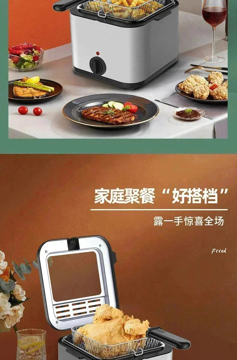 110V 220V 1000W 2.5L Square Fryer Multifunctional Electric Fryer French Fries Chicken Wings Snacks