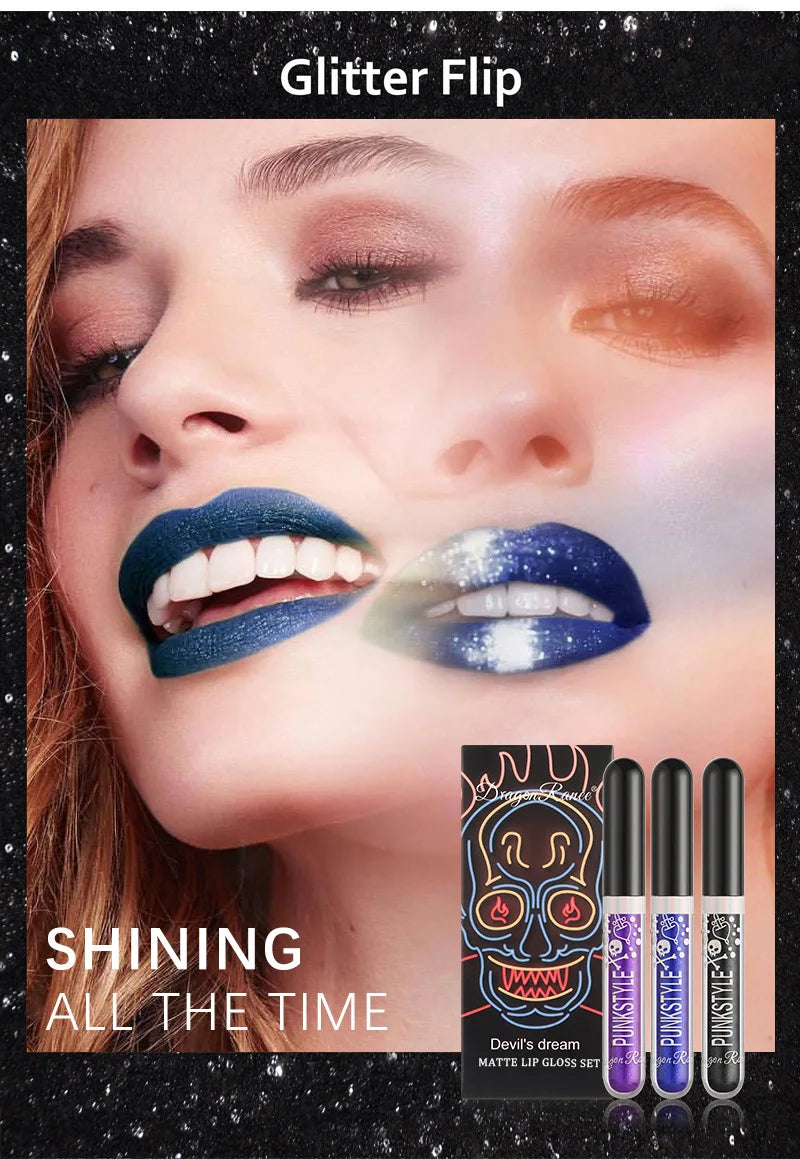 Long-Lasting Matte Lip Glaze Glitter Non-Fading Non-Stick Cup Metal Shiny Valentine's Day Gift Lip Gloss
