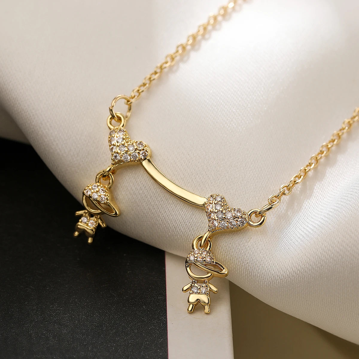 INS Design Girl/Boy Pendant Necklace For Women Girls,Stainless Steel Chain Cubic Zirconia Accessories Party Daily Jewelry