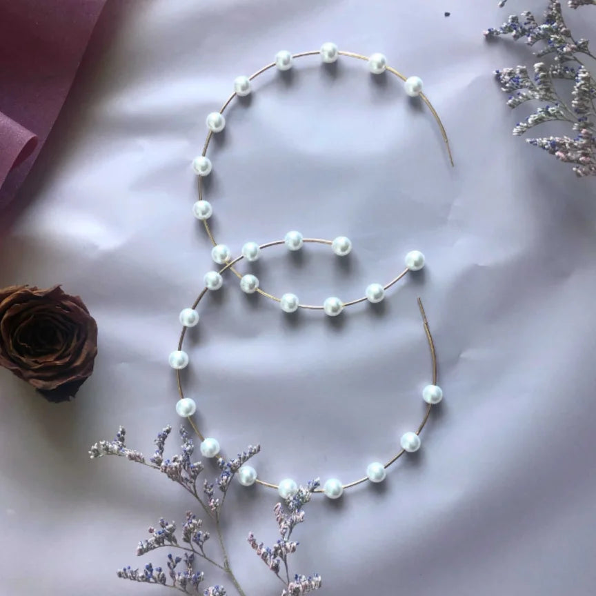 Gold/Silver Color Imitation Pearl Bead Oversize Big Hoop Earrings for Women Large Hoop Statement Earrings Festival Party Jewelry