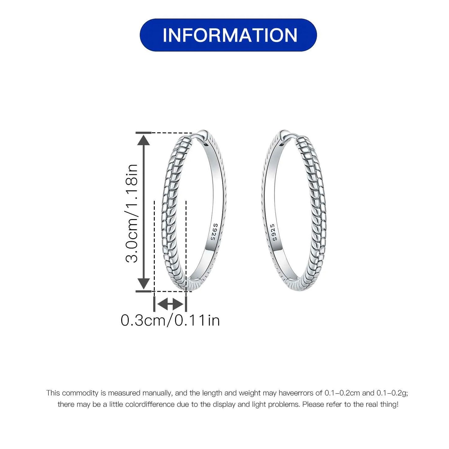 Real 925 Sterling Silver Minimally Designed Earring Jewelry Hoop Earrings For Women Jewelry Fine Birthday Party Gifts