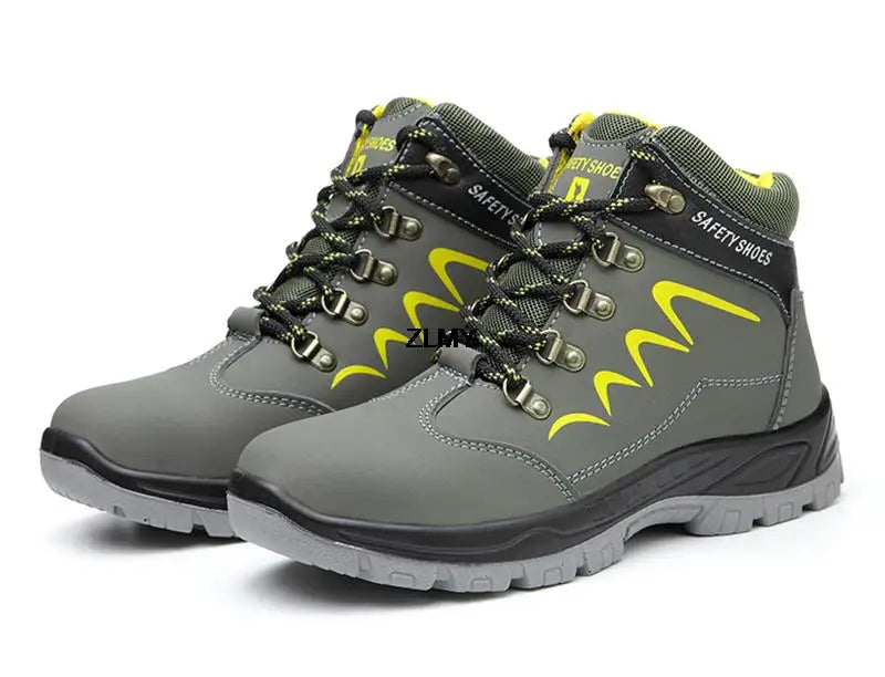 ZLMY Men Steel Toe Shoes High Top Work Boots Indestructible Safety Shoes Man Puncture-Proof Work Sneaker Winter Safety Boots Men