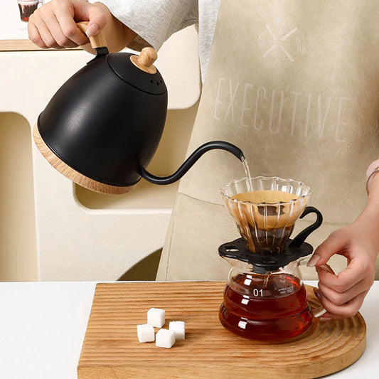 800ml Gooseneck Electric Kettle Hand Brew Coffee Pot Teapot 304 Stainless Steel Water Jug Slender Mouth Hand Brewing Pot 1000W