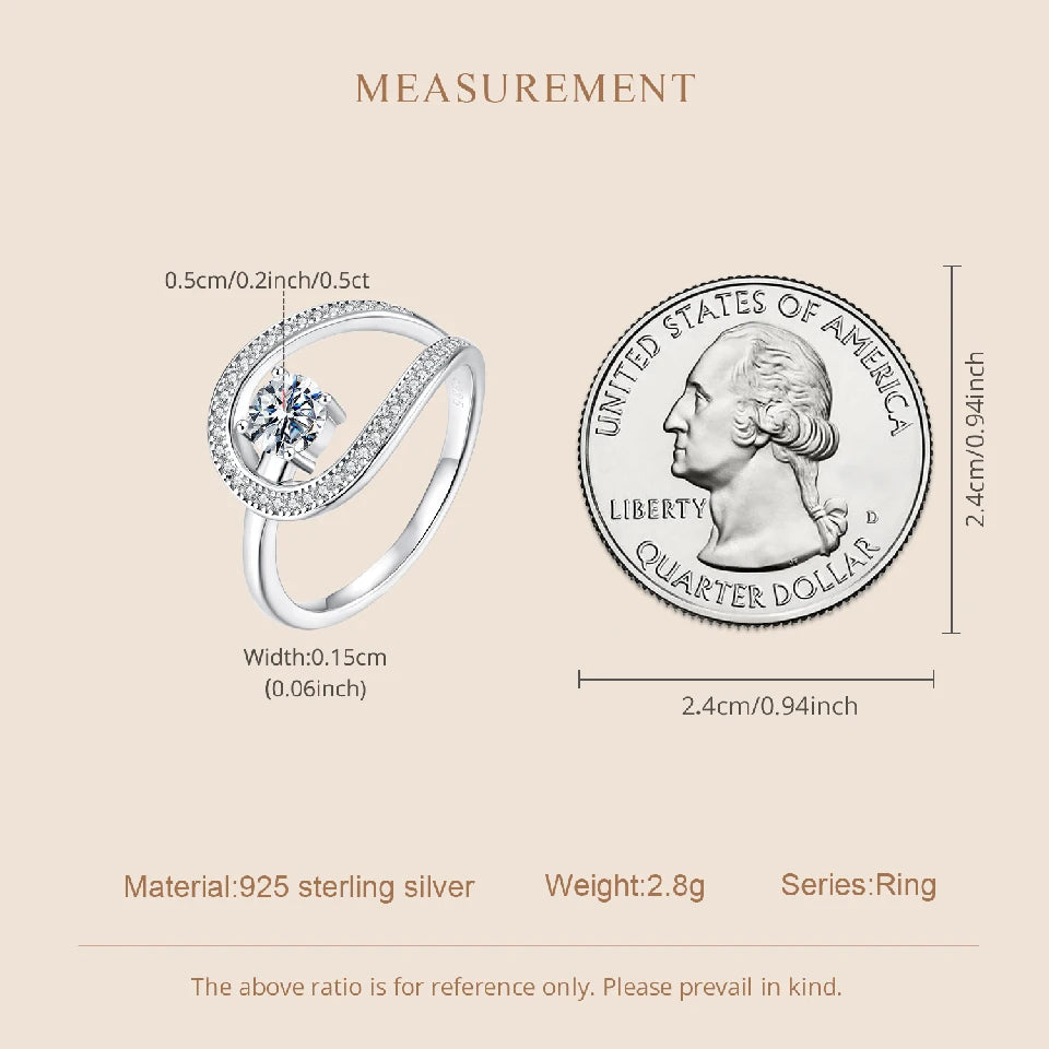 WOSTU Circle Swirl Moissanite Wedding Ring for Women 925 Sterling Silver Diamond Cut Engagement Ring Girl Party Anniversary Gift