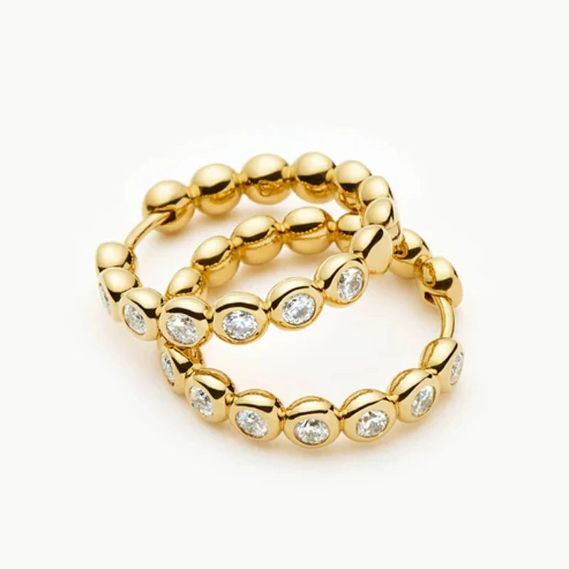 Lnkry Test Passed 2.5mm Moissanite Bubble Stye Hoop Earring For Women 14k Gold Filled Round Circel Earrings Jewelry Gift