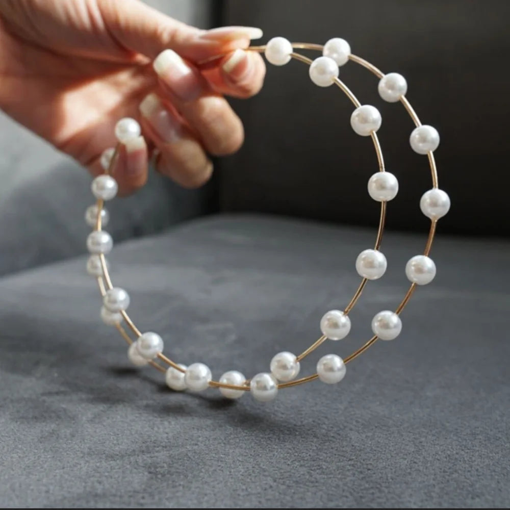 Gold/Silver Color Imitation Pearl Bead Oversize Big Hoop Earrings for Women Large Hoop Statement Earrings Festival Party Jewelry