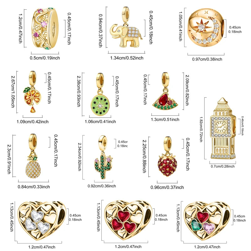 Shecharms 925 Sterling Silver Love Heart Firefly Golden Series Charms Fit DIY Making Bracelet Necklace High Quality Fine Jewelry