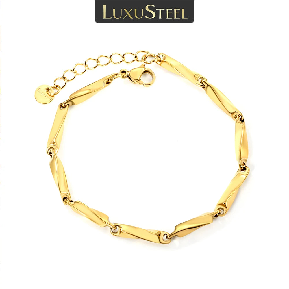 LUXUSTEEL 2-8mm Women‘s Stainless Steel Chain Bracelet Geometric Charm Chain Metal Female Bracelet Fashion Jewelry Party Gifts