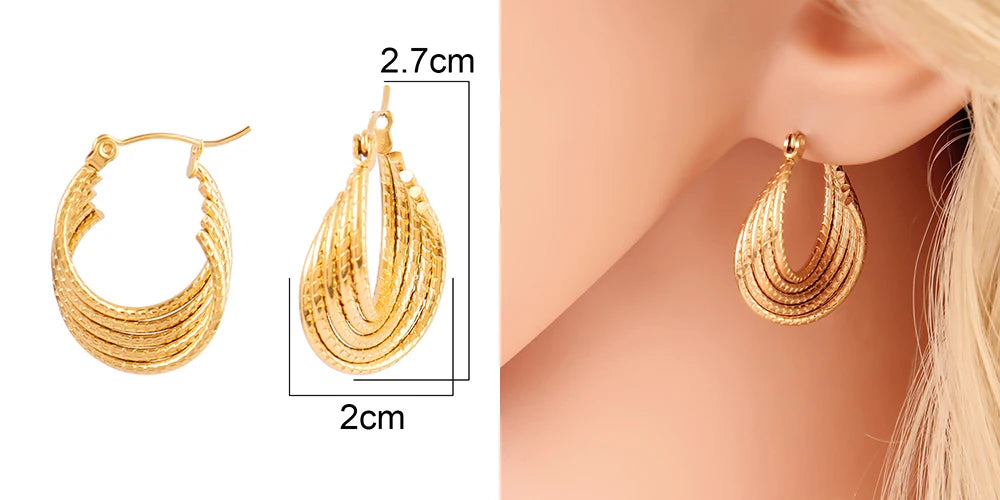 316L Stainless Steel Hoop Huggies Earrings For Women Exaggerated Texture Studs Earrings Girl Geometric Daily Jewelry Gifts