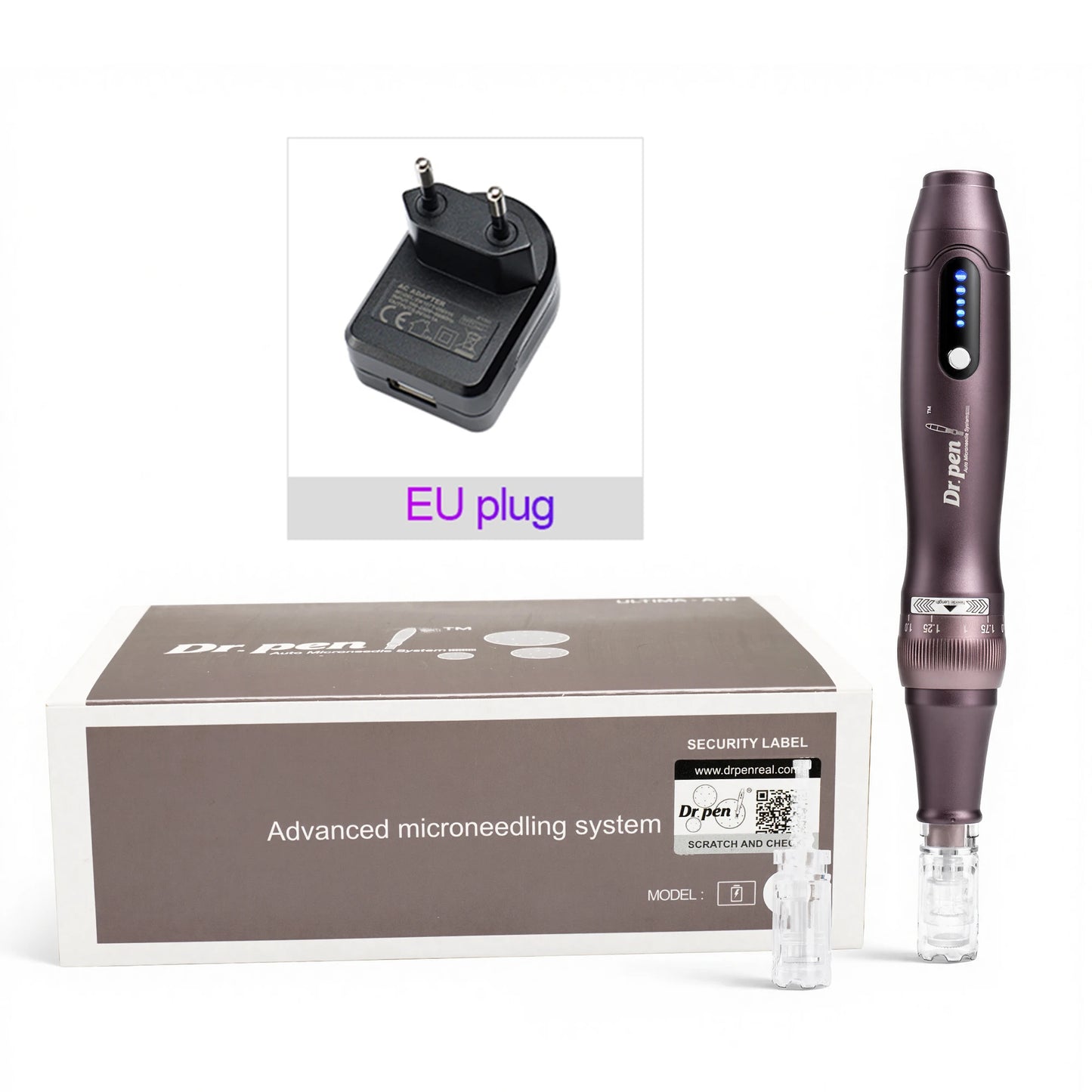 Original Dr. pen A10 Microneedling Pen 0.25mm 5 Speeds Type-C Charger 2 Cartridges Wave Needle Design