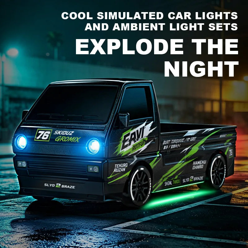 New 1/64 Mini Drift Car With Led Light Desktop Series Remote Control 4wd Racing Micro Card Van Gtr Boy Toy Gift