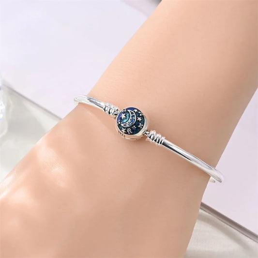 925 Sterling Silver Universe and Galaxy Bracelets For Women Fit DIY Charms Bead Fine Birthday Party Jewelry