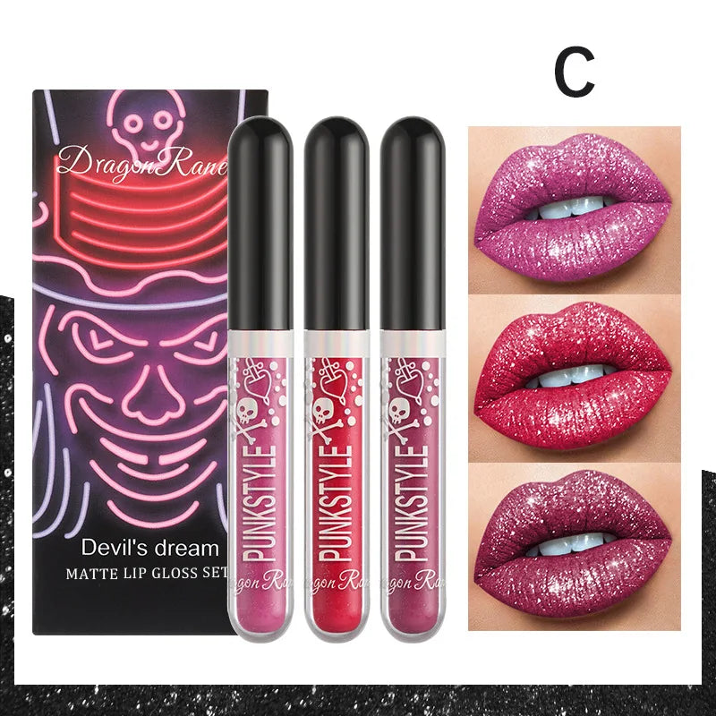 Long-Lasting Matte Lip Glaze Glitter Non-Fading Non-Stick Cup Metal Shiny Valentine's Day Gift Lip Gloss