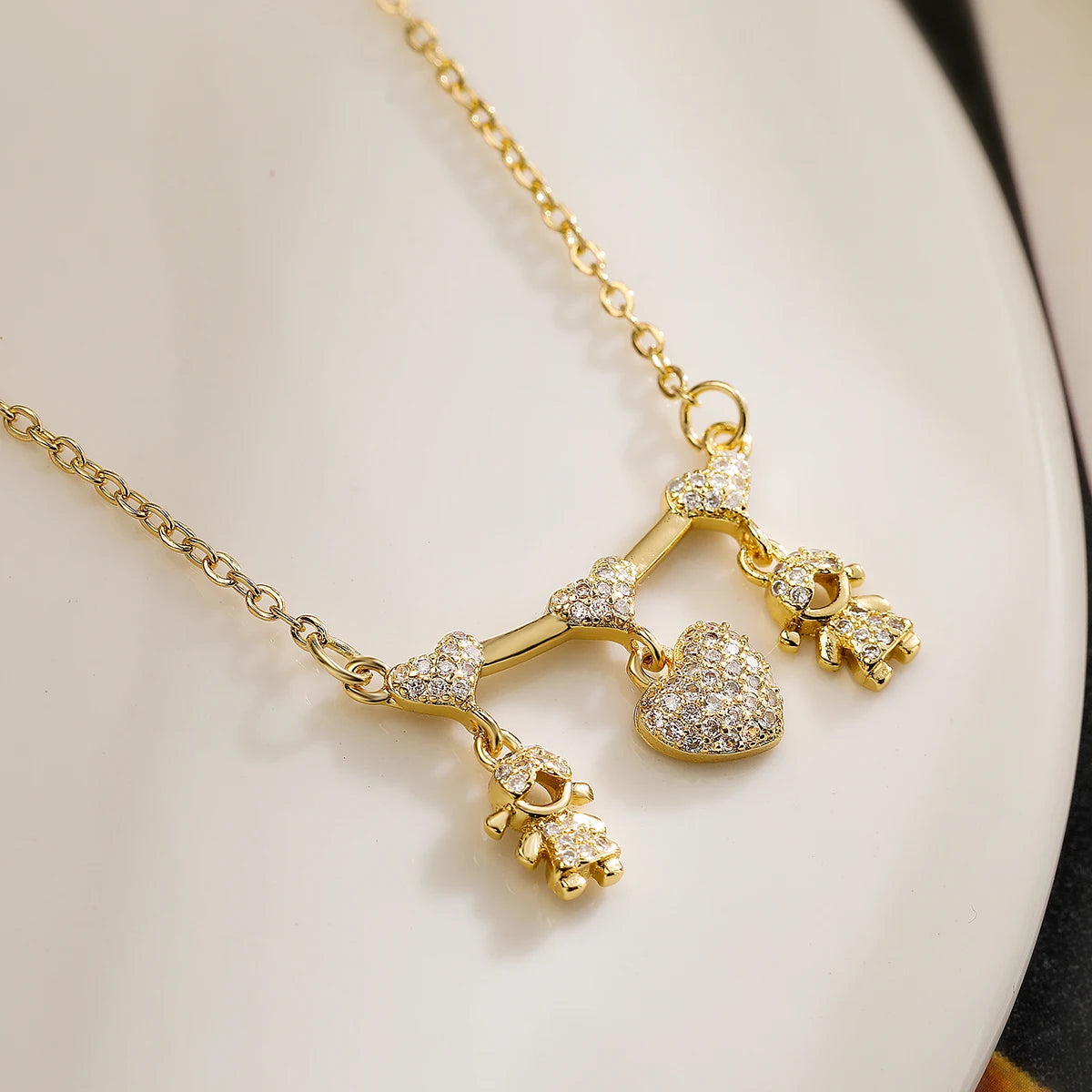 INS Design Girl/Boy Pendant Necklace For Women Girls,Stainless Steel Chain Cubic Zirconia Accessories Party Daily Jewelry